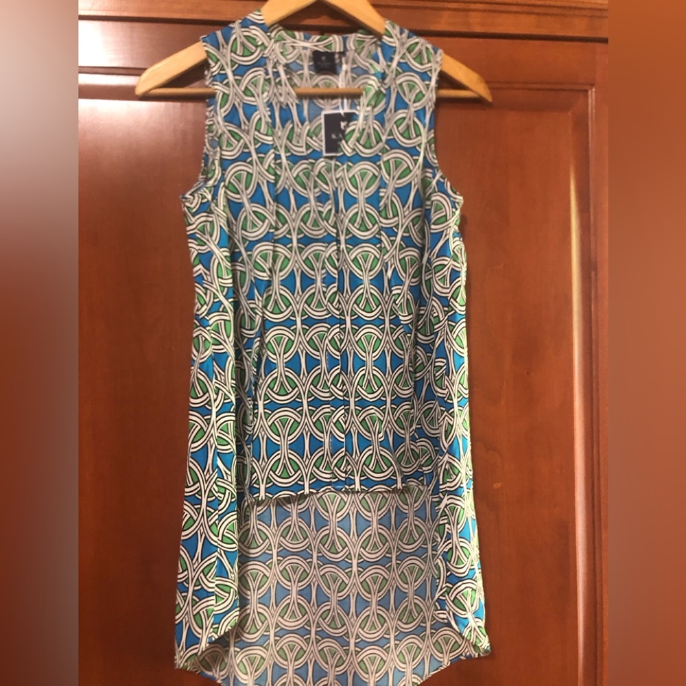 Kaari Blue Turquoise Pattern Sleeveless Top Size XS NWT